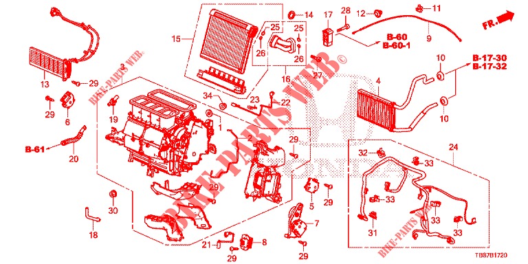 VERWARMINGSEENHEID (LH) voor Honda CIVIC TOURER DIESEL 1.6 COMFORT 5 deuren 6-versnellings handgeschakelde versnellingsbak 2014