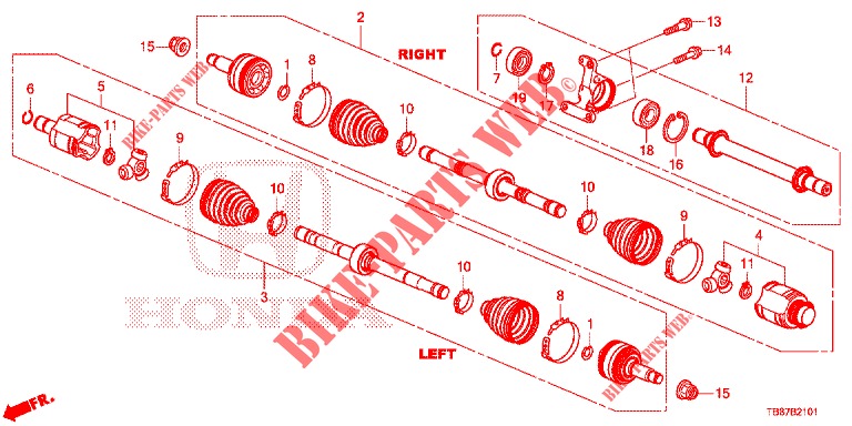 VOOR AANDRIJFAS/HALVE AS (DIESEL) (1.6L) voor Honda CIVIC TOURER DIESEL 1.6 COMFORT 5 deuren 6-versnellings handgeschakelde versnellingsbak 2014