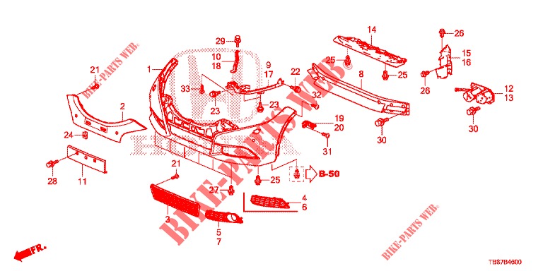 VOOR BUMPER  voor Honda CIVIC TOURER DIESEL 1.6 COMFORT 5 deuren 6-versnellings handgeschakelde versnellingsbak 2014