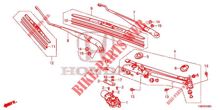 VOOR RUITESPROEIER (LH) voor Honda CIVIC TOURER DIESEL 1.6 COMFORT 5 deuren 6-versnellings handgeschakelde versnellingsbak 2014