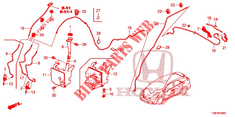 VOOR RUITEWISSER (2DE)  voor Honda CIVIC TOURER DIESEL 1.6 COMFORT 5 deuren 6-versnellings handgeschakelde versnellingsbak 2014