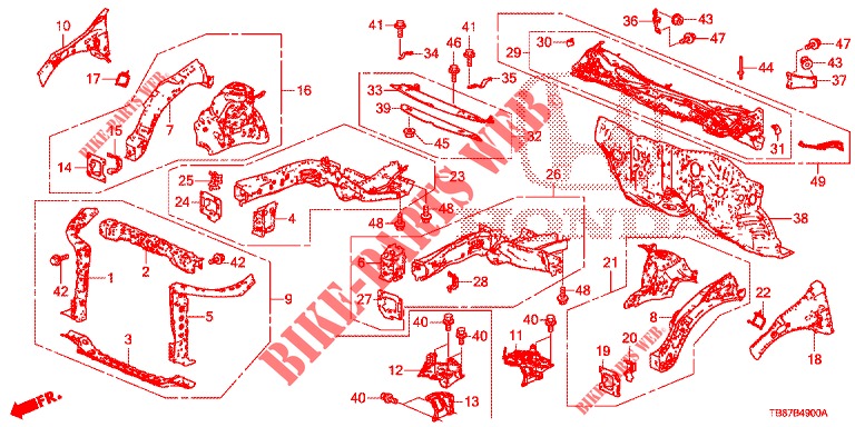 VOOR SCHOT/DASHBOARD  voor Honda CIVIC TOURER DIESEL 1.6 COMFORT 5 deuren 6-versnellings handgeschakelde versnellingsbak 2014