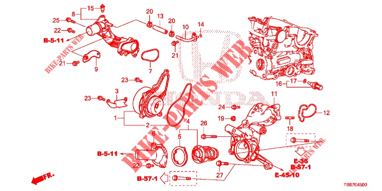 WATERPOMP/THERMOSTAAT (DIESEL) voor Honda CIVIC TOURER DIESEL 1.6 COMFORT 5 deuren 6-versnellings handgeschakelde versnellingsbak 2014