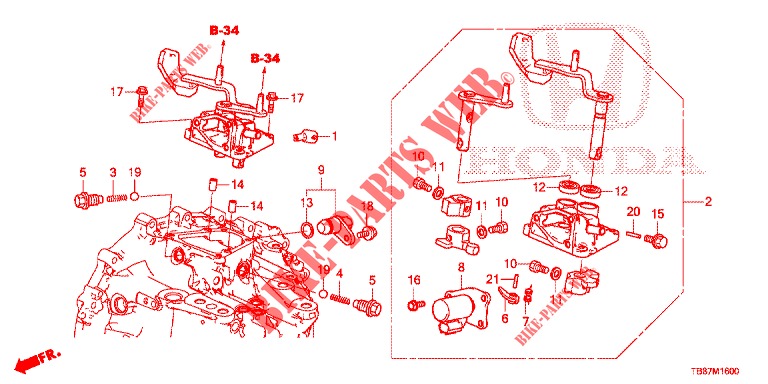 WISSELHENDEL (DIESEL) voor Honda CIVIC TOURER DIESEL 1.6 COMFORT 5 deuren 6-versnellings handgeschakelde versnellingsbak 2014