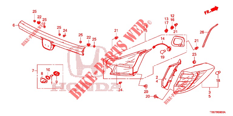 ACHTERLICHT/KENTEKEN LICHT (PGM FI)  voor Honda CIVIC TOURER DIESEL 1.6 EXECUTIVE 5 deuren 6-versnellings handgeschakelde versnellingsbak 2014