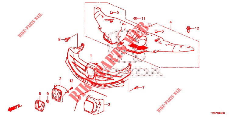 VOOR GRILLE/GIETWERK  voor Honda CIVIC TOURER DIESEL 1.6 EXECUTIVE 5 deuren 6-versnellings handgeschakelde versnellingsbak 2014