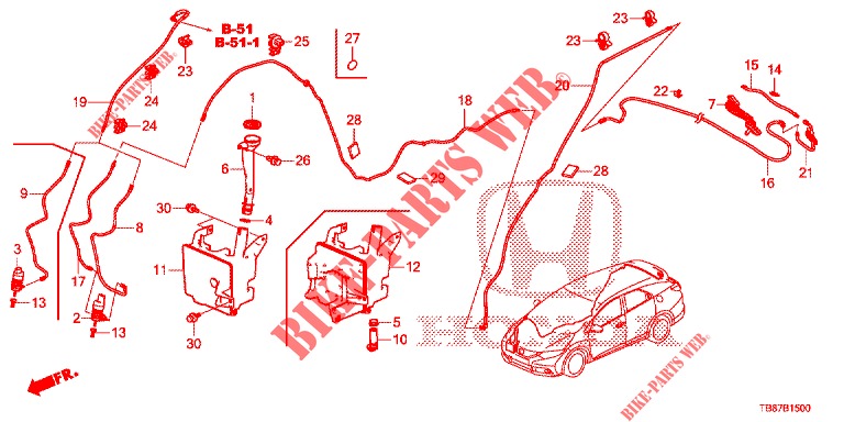 VOOR RUITEWISSER (2DE)  voor Honda CIVIC TOURER DIESEL 1.6 S 5 deuren 6-versnellings handgeschakelde versnellingsbak 2014