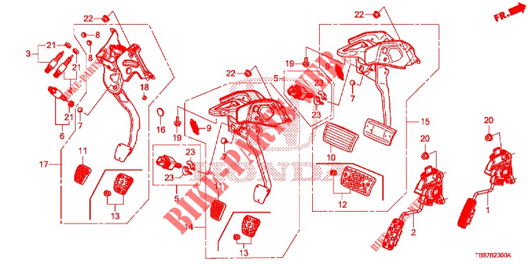 PEDAAL (LH) voor Honda CIVIC TOURER 1.8 LIFESTYLE 5 deuren 5-traps automatische versnellingsbak 2014