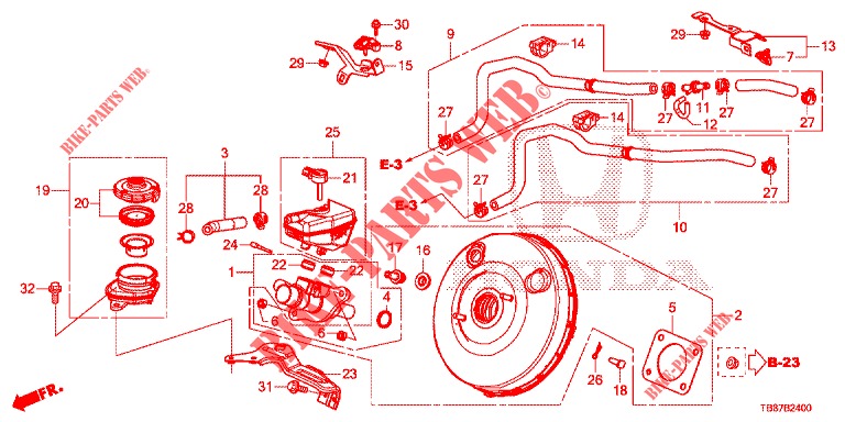 REM HOOFDCILINDER/HOOFDSPANNING (1.8L) (LH) voor Honda CIVIC TOURER 1.8 LIFESTYLE 5 deuren 5-traps automatische versnellingsbak 2014