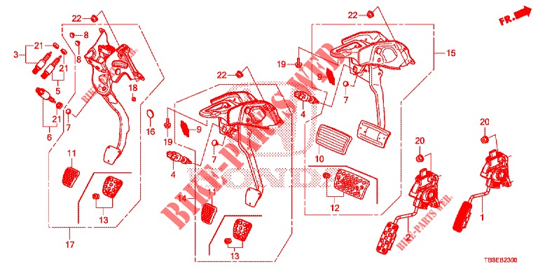 PEDAAL (LH) voor Honda CIVIC TOURER 1.8 COMFORT 5 deuren 5-traps automatische versnellingsbak 2015