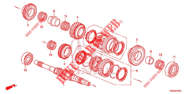 HOOFDAS (DIESEL) voor Honda CIVIC TOURER DIESEL 1.6 COMFORT 5 deuren 6-versnellings handgeschakelde versnellingsbak 2016