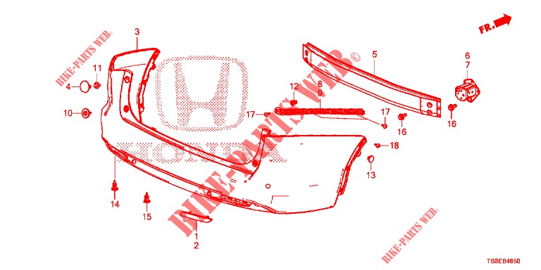 ACHTER BUMPER  voor Honda CIVIC TOURER DIESEL 1.6 EXECUTIVE 5 deuren 6-versnellings handgeschakelde versnellingsbak 2016