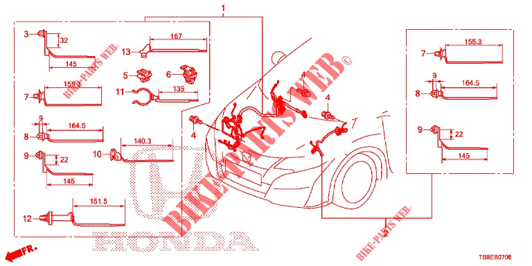 BEDRADINGSBUNDEL (4) (LH) voor Honda CIVIC TOURER 1.8 EXECUTIVE NAVI 5 deuren 5-traps automatische versnellingsbak 2016