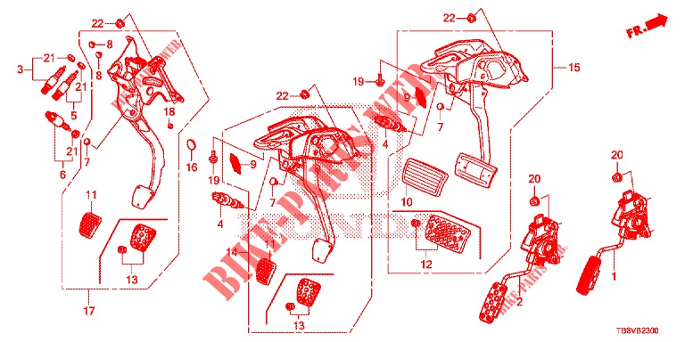 PEDAAL (LH) voor Honda CIVIC TOURER DIESEL 1.6 EXECUTIVE 5 deuren 6-versnellings handgeschakelde versnellingsbak 2017
