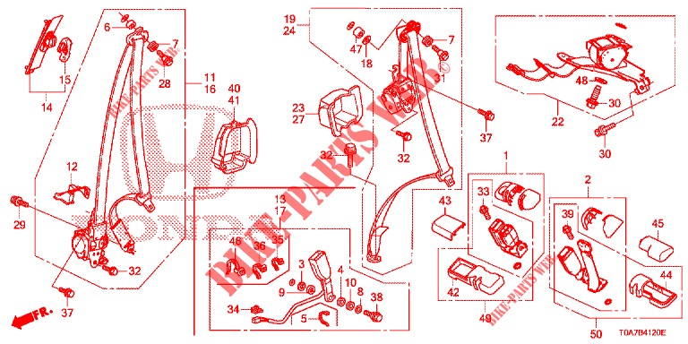 VOOR ZITTING/VEILIGHEIDSRIEMEN  voor Honda CR-V 2.0 ELEGANCE 5 deuren 6-versnellings handgeschakelde versnellingsbak 2014
