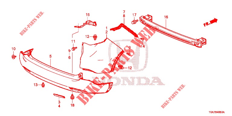 ACHTER BUMPER  voor Honda CR-V 2.0 ELEGANCE 5 deuren 5-traps automatische versnellingsbak 2014