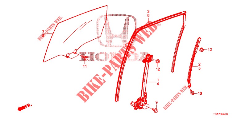 ACHTER PORTIER RAMEN/REGELAAR  voor Honda CR-V 2.0 ELEGANCE 5 deuren 5-traps automatische versnellingsbak 2014