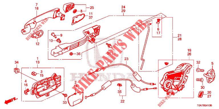ACHTER PORTIER SLOTEN/BUITEN HENDEL  voor Honda CR-V 2.0 ELEGANCE 5 deuren 5-traps automatische versnellingsbak 2014