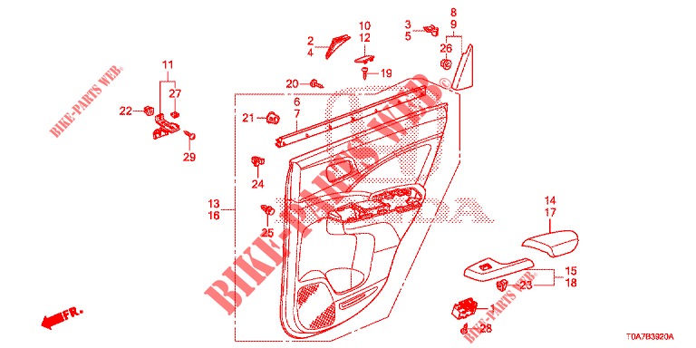 ACHTER PORTIER VOERING(4DE)  voor Honda CR-V 2.0 ELEGANCE 5 deuren 5-traps automatische versnellingsbak 2014