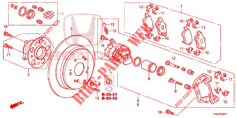 ACHTER REM (2) voor Honda CR-V 2.0 ELEGANCE 5 deuren 5-traps automatische versnellingsbak 2014