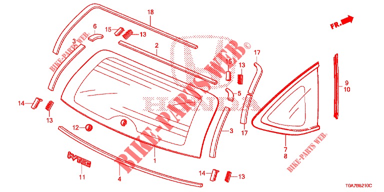 ACHTER RUIT/KWARTSGLAS  voor Honda CR-V 2.0 ELEGANCE 5 deuren 5-traps automatische versnellingsbak 2014