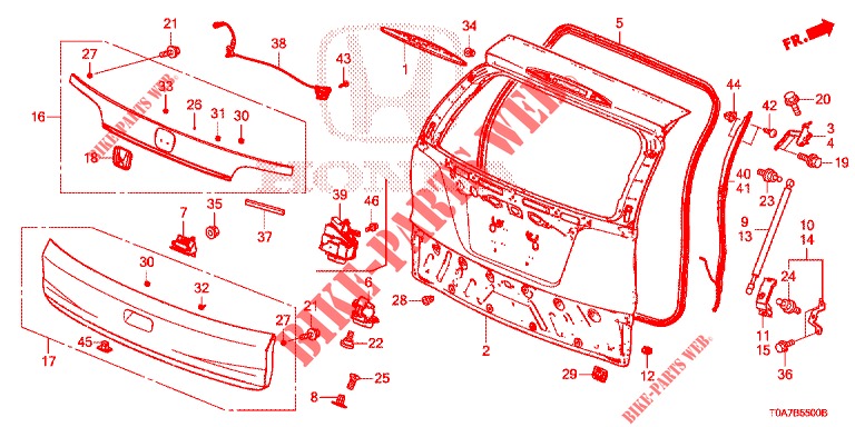 ACHTERKLEP PANEEL(2DE)  voor Honda CR-V 2.0 ELEGANCE 5 deuren 5-traps automatische versnellingsbak 2014