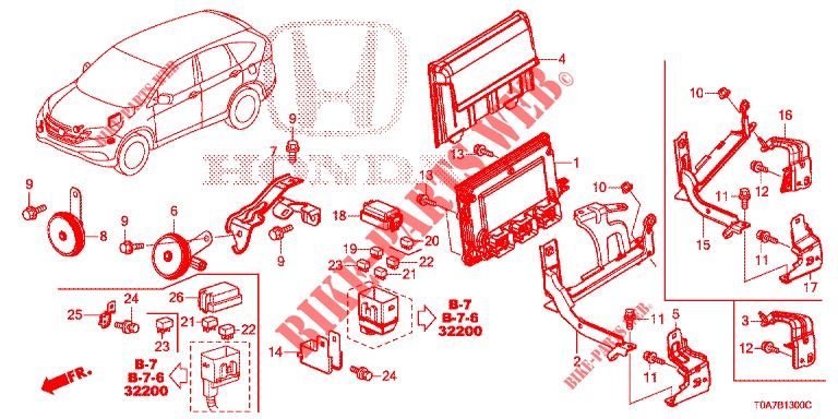 BEDIENINGSEENNEID (COMPARTIMENT MOTEUR) (2.0L) (2.4L) (1) voor Honda CR-V 2.0 ELEGANCE 5 deuren 5-traps automatische versnellingsbak 2014