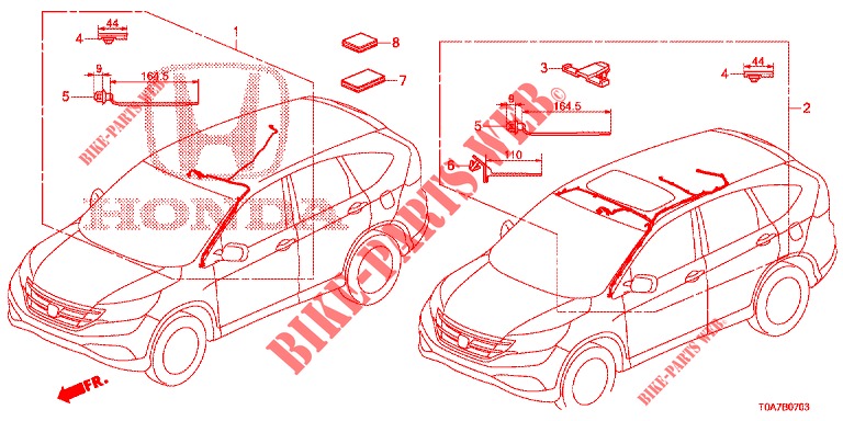 BEDRADINGSBUNDEL (LH) (4) voor Honda CR-V 2.0 ELEGANCE 5 deuren 5-traps automatische versnellingsbak 2014