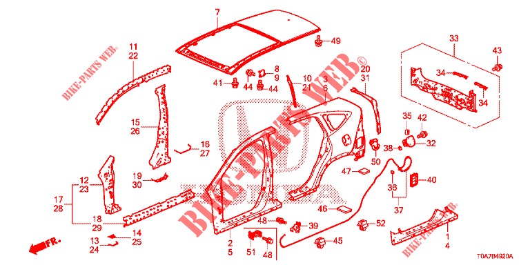 BUITEN PANELEN/DAK PANEEL  voor Honda CR-V 2.0 ELEGANCE 5 deuren 5-traps automatische versnellingsbak 2014