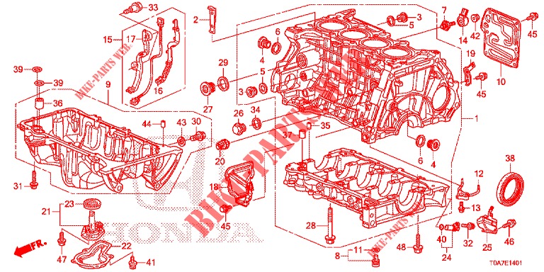 CILINDERBLOK/OLIEPAN (2.0L) voor Honda CR-V 2.0 ELEGANCE 5 deuren 5-traps automatische versnellingsbak 2014
