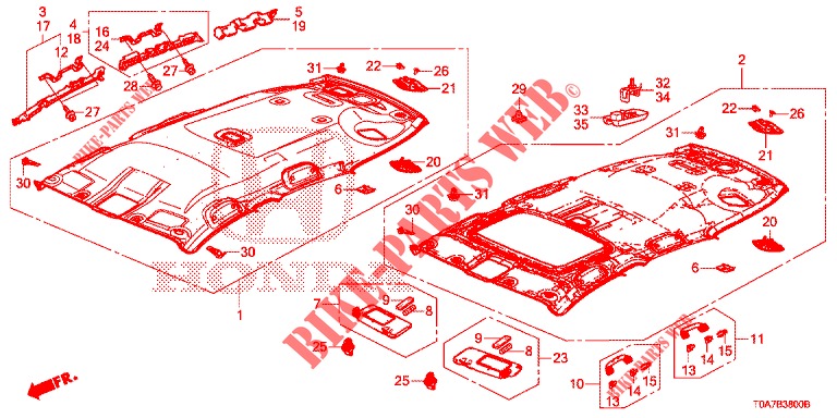 DAK VOERING (1) voor Honda CR-V 2.0 ELEGANCE 5 deuren 5-traps automatische versnellingsbak 2014