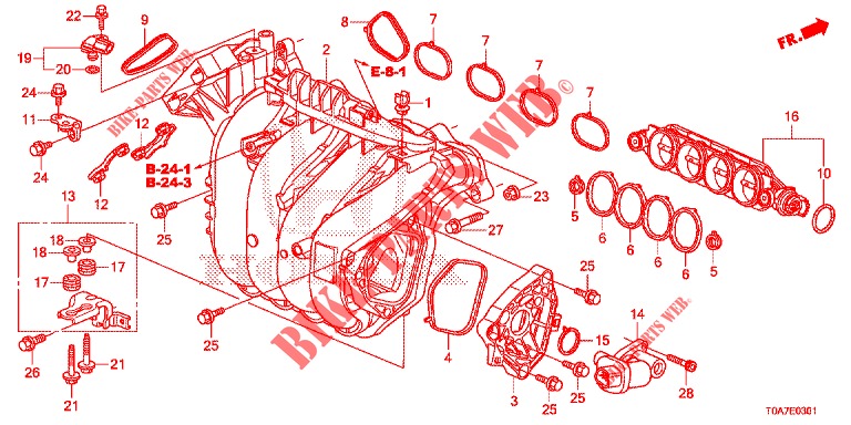 INLAAT SPRUITSTUK (2.0L) voor Honda CR-V 2.0 ELEGANCE 5 deuren 5-traps automatische versnellingsbak 2014