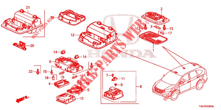 INTERIEUR VERLICHTING  voor Honda CR-V 2.0 ELEGANCE 5 deuren 5-traps automatische versnellingsbak 2014