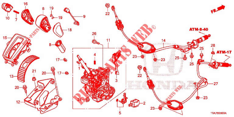 KEUZEHENDEL (LH) voor Honda CR-V 2.0 ELEGANCE 5 deuren 5-traps automatische versnellingsbak 2014