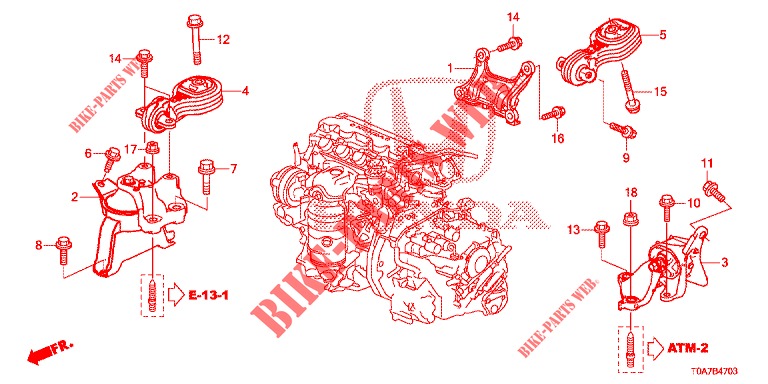MOTOR BEVESTIGINGEN (2.0L) (AT) voor Honda CR-V 2.0 ELEGANCE 5 deuren 5-traps automatische versnellingsbak 2014