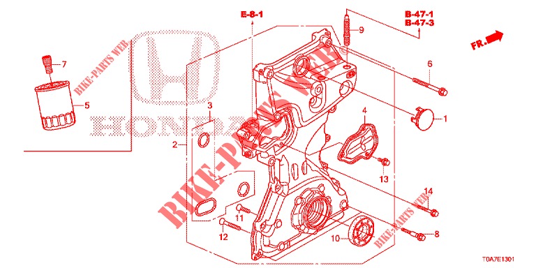 OLIEPOMP (2.0L) voor Honda CR-V 2.0 ELEGANCE 5 deuren 5-traps automatische versnellingsbak 2014