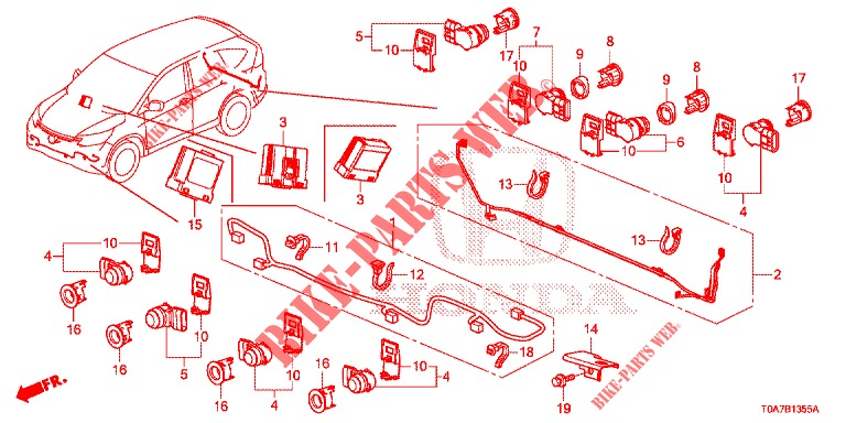 PARKEERSENSOR  voor Honda CR-V 2.0 ELEGANCE 5 deuren 5-traps automatische versnellingsbak 2014