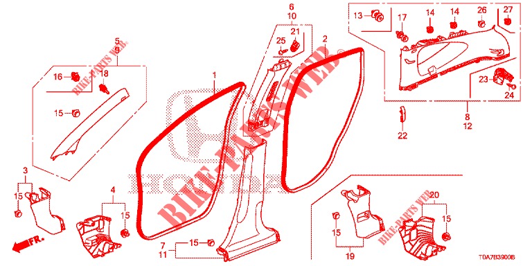 PILAAR AFWERKING  voor Honda CR-V 2.0 ELEGANCE 5 deuren 5-traps automatische versnellingsbak 2014