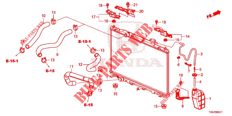 RADIATOR SLANG/RESERVETANK (2) voor Honda CR-V 2.0 ELEGANCE 5 deuren 5-traps automatische versnellingsbak 2014