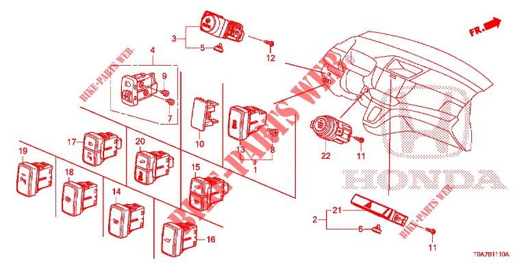 SCHAKELAAR (LH) voor Honda CR-V 2.0 ELEGANCE 5 deuren 5-traps automatische versnellingsbak 2014