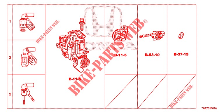 SLEUTEL CILINDER SET (LH) voor Honda CR-V 2.0 ELEGANCE 5 deuren 5-traps automatische versnellingsbak 2014