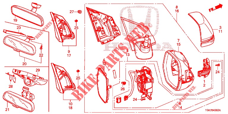 SPIEGEL/ZONNEKLEP (3) voor Honda CR-V 2.0 ELEGANCE 5 deuren 5-traps automatische versnellingsbak 2014