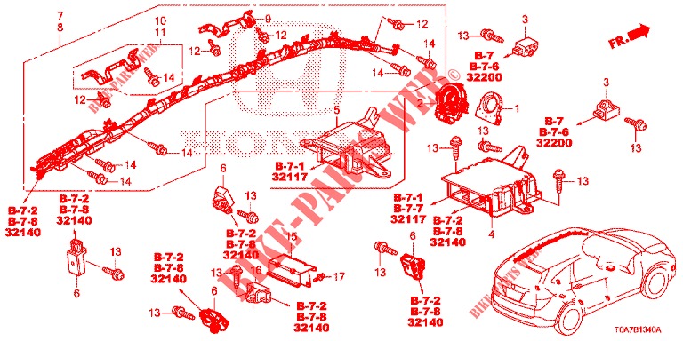 SRS EENHEID(RH)  voor Honda CR-V 2.0 ELEGANCE 5 deuren 5-traps automatische versnellingsbak 2014