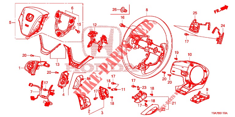 STUURWIEL ( 0C199999)  voor Honda CR-V 2.0 ELEGANCE 5 deuren 5-traps automatische versnellingsbak 2014