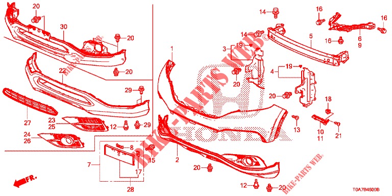 VOOR BUMPER  voor Honda CR-V 2.0 ELEGANCE 5 deuren 5-traps automatische versnellingsbak 2014