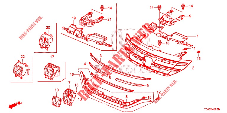 VOOR GRILLE/GIETWERK  voor Honda CR-V 2.0 ELEGANCE 5 deuren 5-traps automatische versnellingsbak 2014