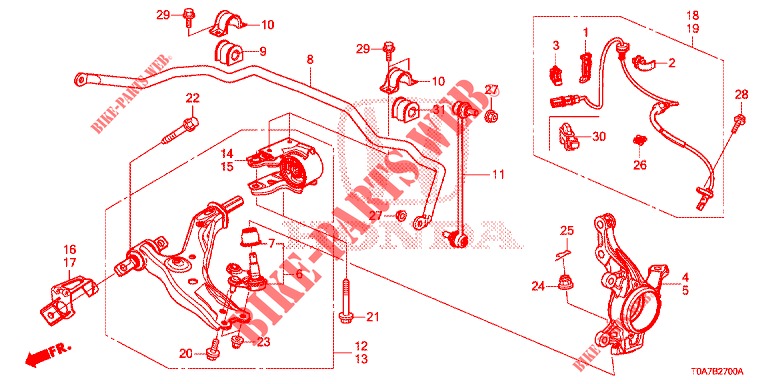 VOOR KNOKKEL  voor Honda CR-V 2.0 ELEGANCE 5 deuren 5-traps automatische versnellingsbak 2014