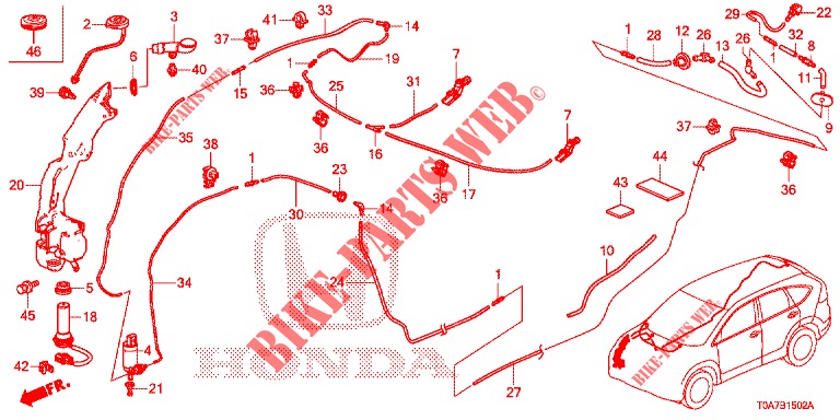 VOOR RUITEWISSER (3) voor Honda CR-V 2.0 ELEGANCE 5 deuren 5-traps automatische versnellingsbak 2014