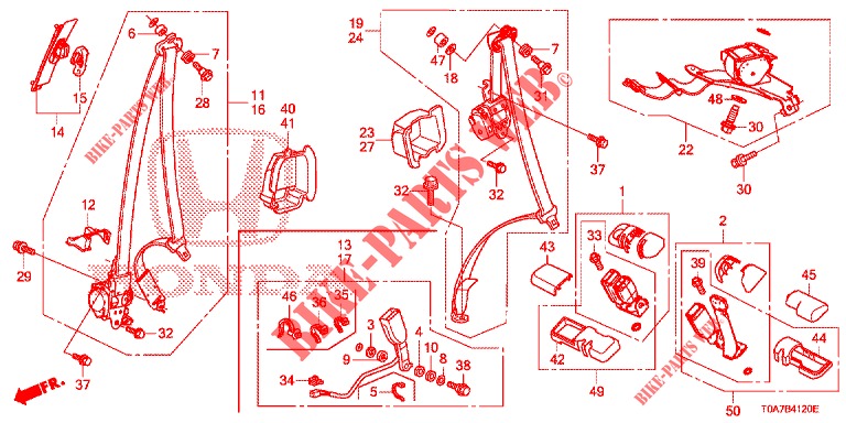 VOOR ZITTING/VEILIGHEIDSRIEMEN  voor Honda CR-V 2.0 ELEGANCE 5 deuren 5-traps automatische versnellingsbak 2014