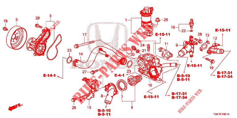 WATERPOMP/THERMOSTAAT (2.0L) voor Honda CR-V 2.0 ELEGANCE 5 deuren 5-traps automatische versnellingsbak 2014